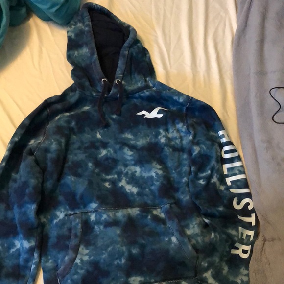 blue tie dye hoodie hollister